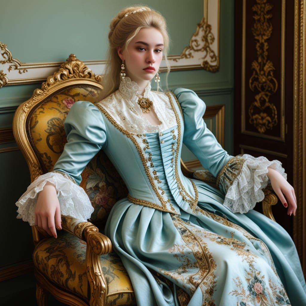 Haughty Teen Girl in Classical Oil Portrait