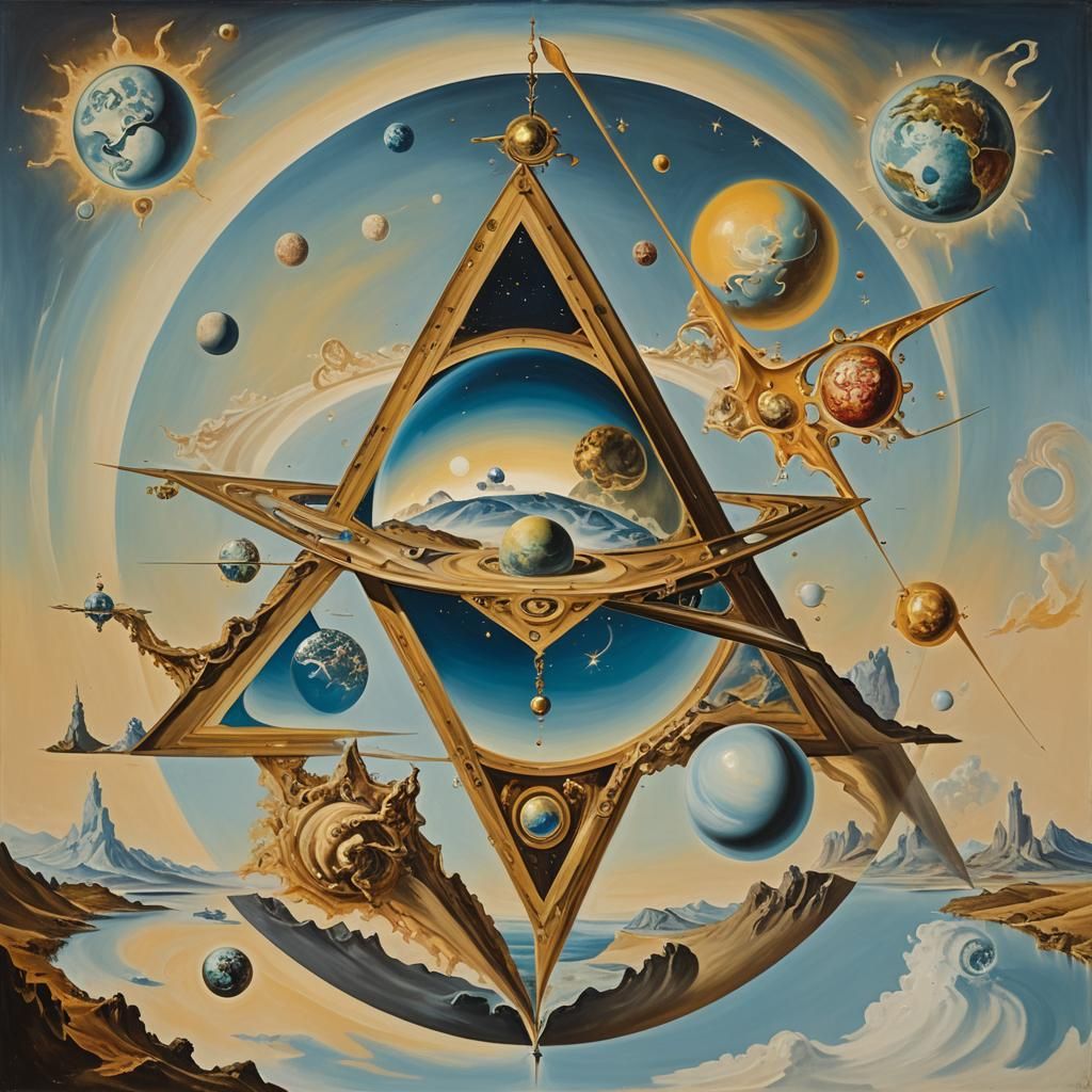 Surreal Planetary Conjunction Inspired by Salvador Dali