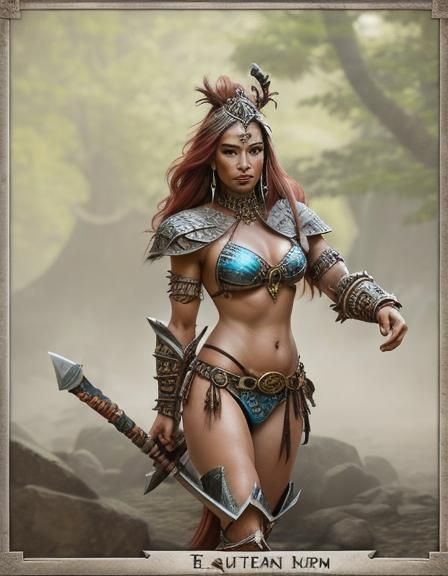 Barbarian Queen in Tiny Bikini Armor