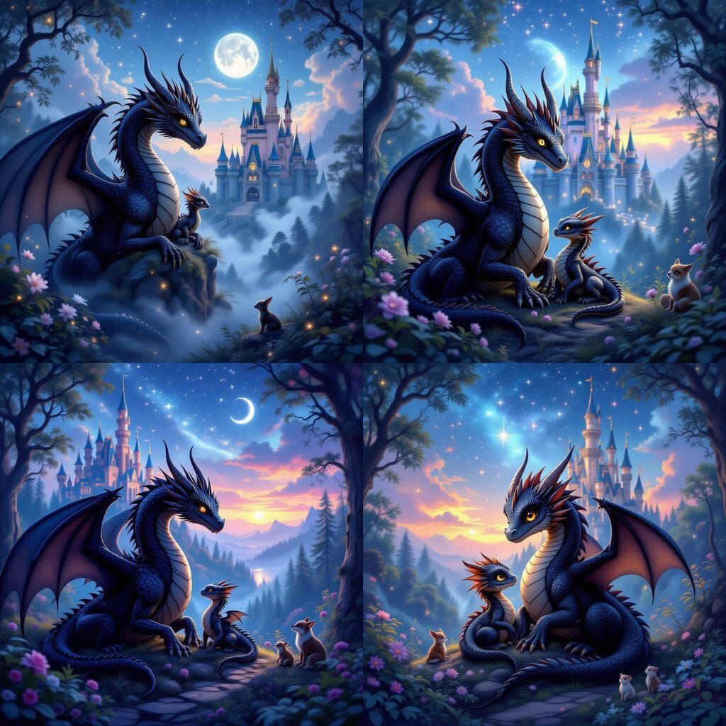 Mother Dragon and Hatchling at Ethereal Castle