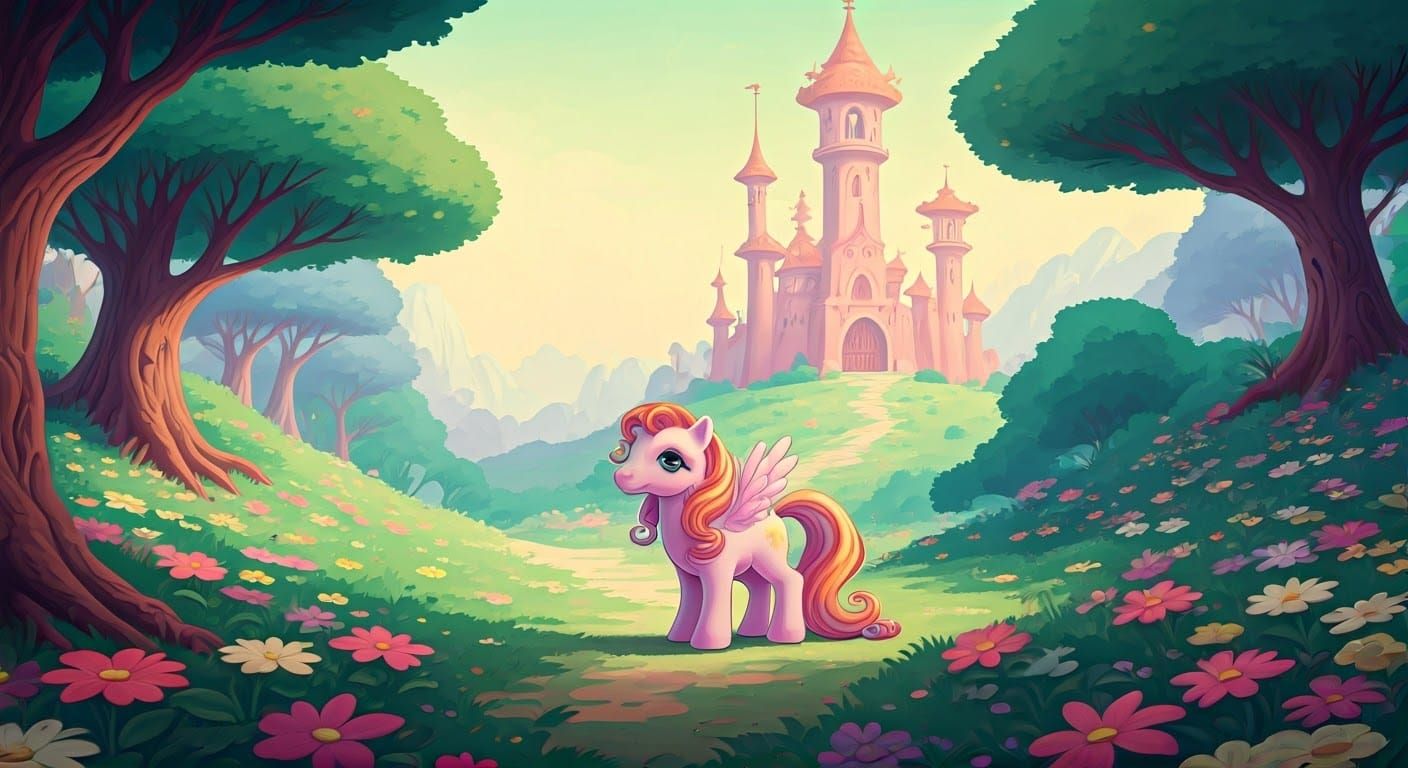 Vintage My Little Pony in Pastel Landscape