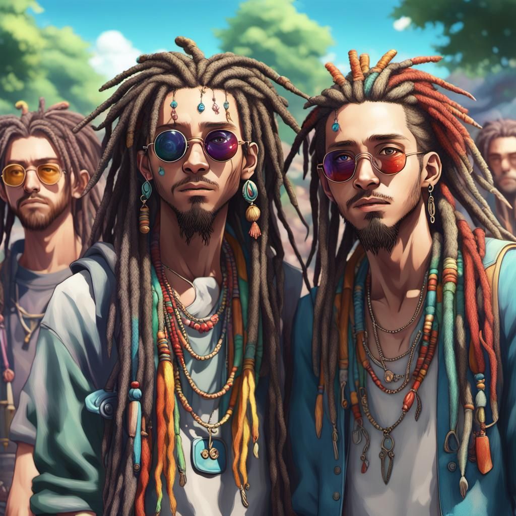 Colorful Dreads: 3D Anime Art
