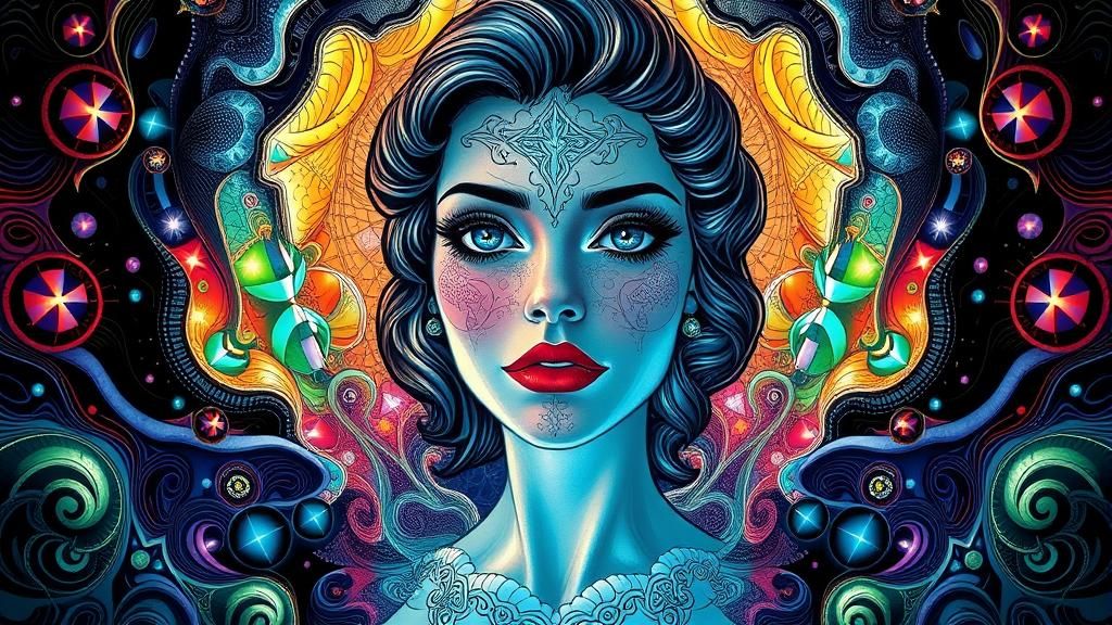 Surreal Fantasy Portrait in Bright Textured Colors