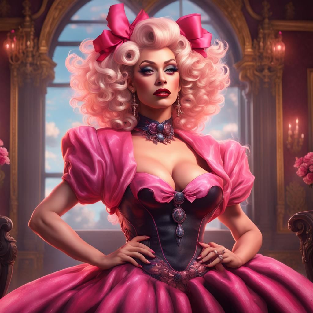 Drag Queen in Pink Dress: Fantasy Concept Art