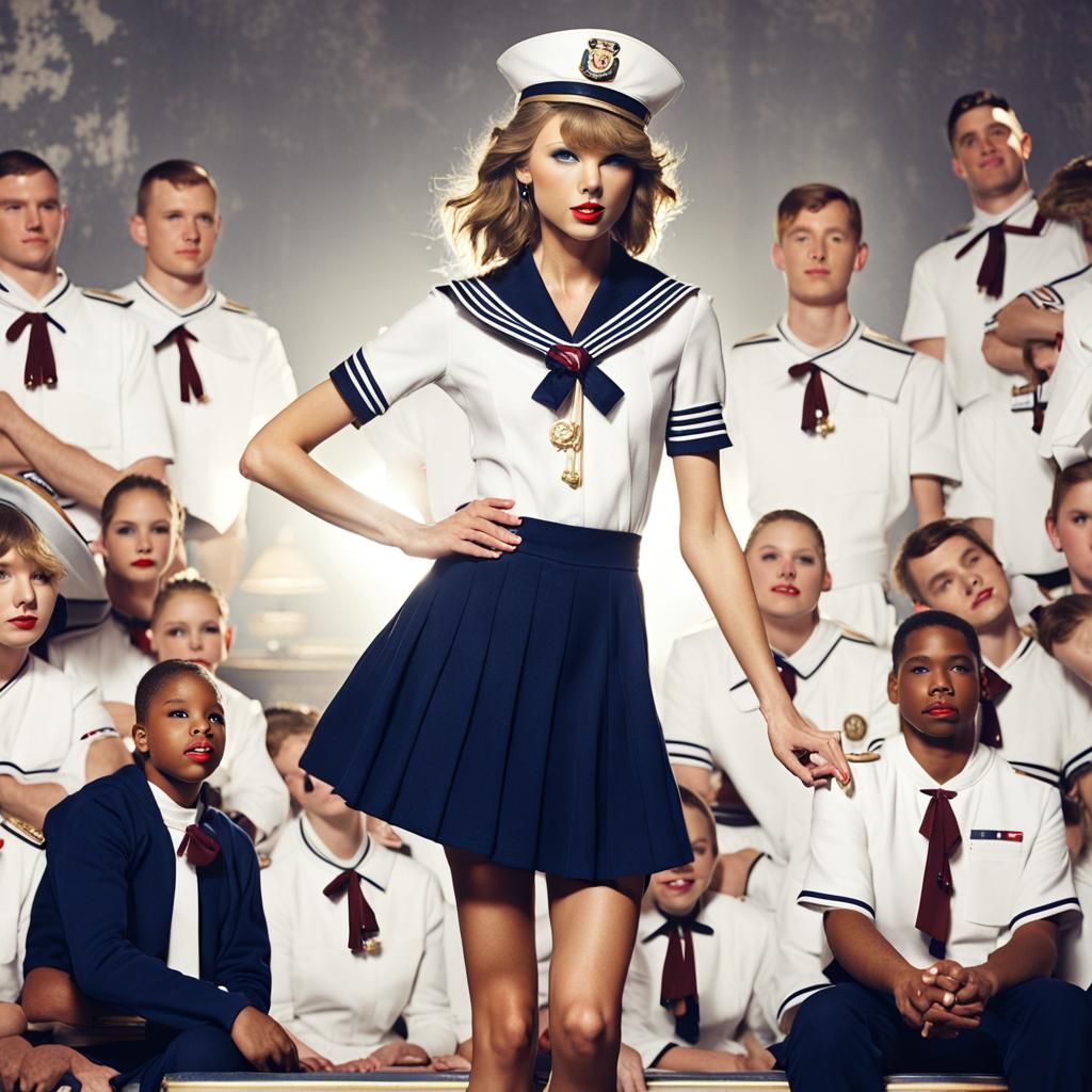 Woman in U.S. Navy Sailor Dress White Uniform