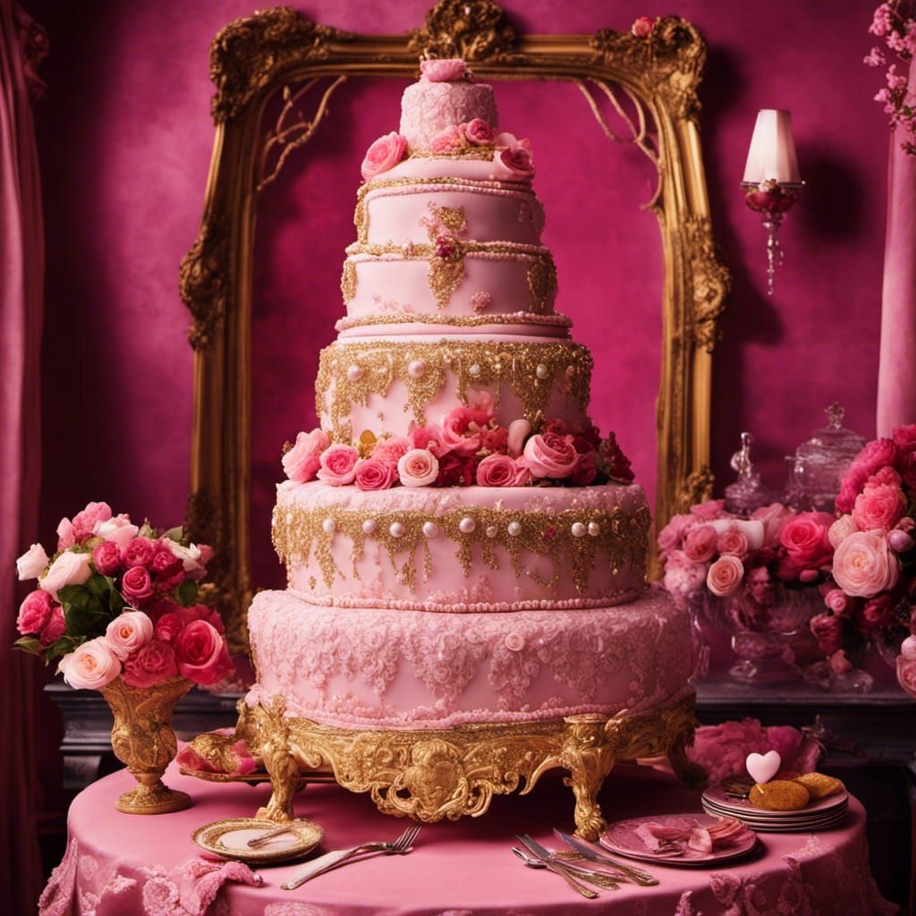 Romantic pink wedding cake