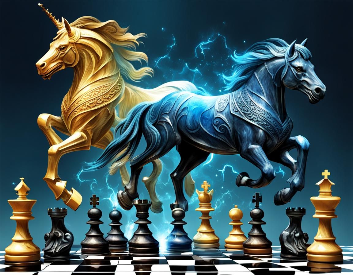 Magical Animals Play Chess in Fantasy Art