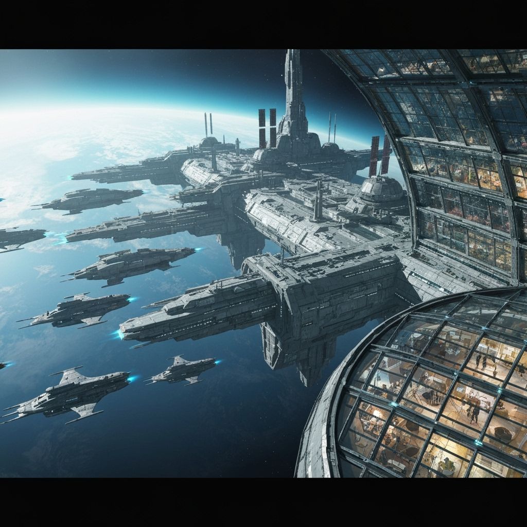 Colossal Space Station in Orbit: Photorealistic Motion Pictu...