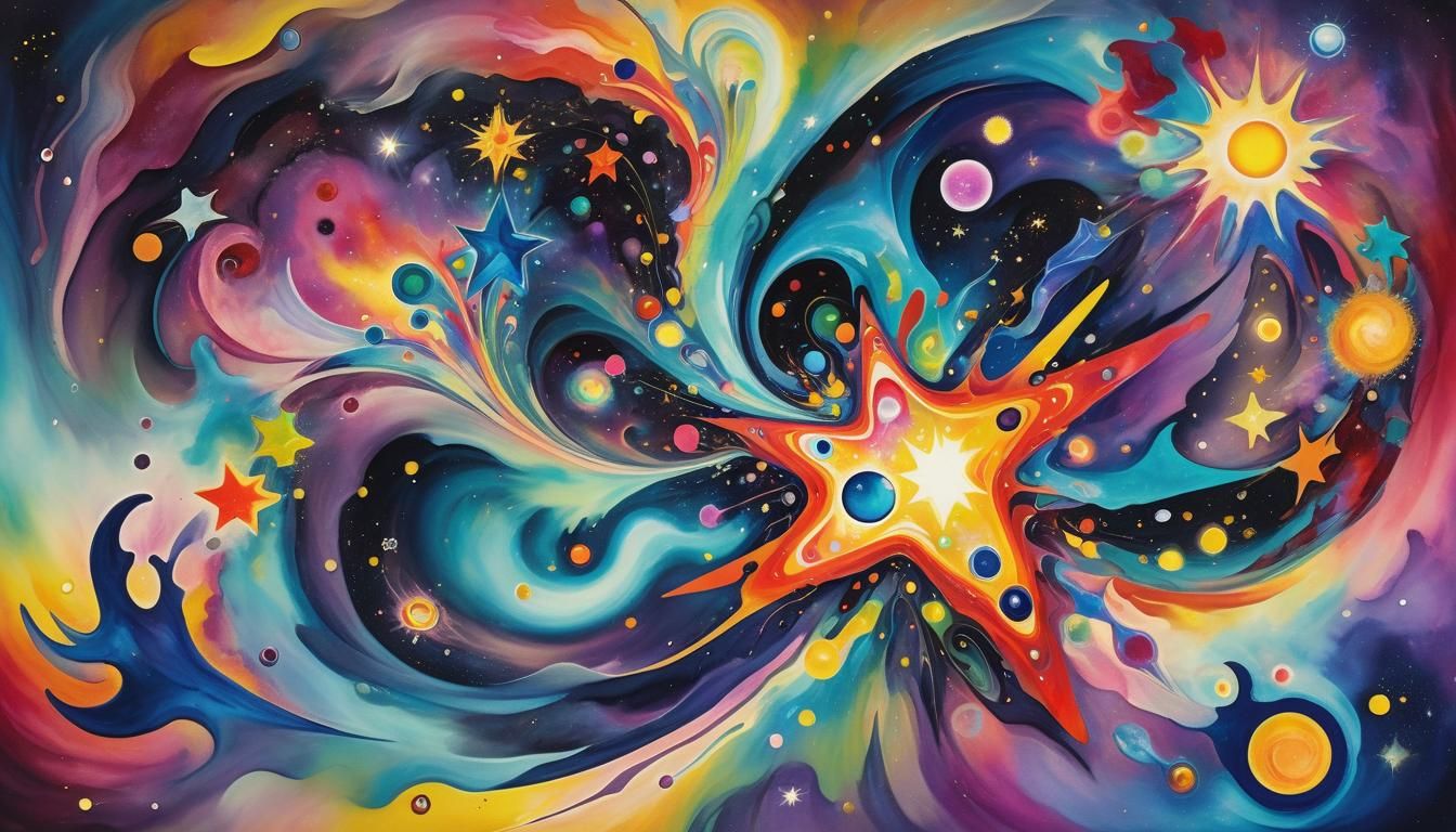 Psychedelic Plasma Stars in Abstract Expressionist Style