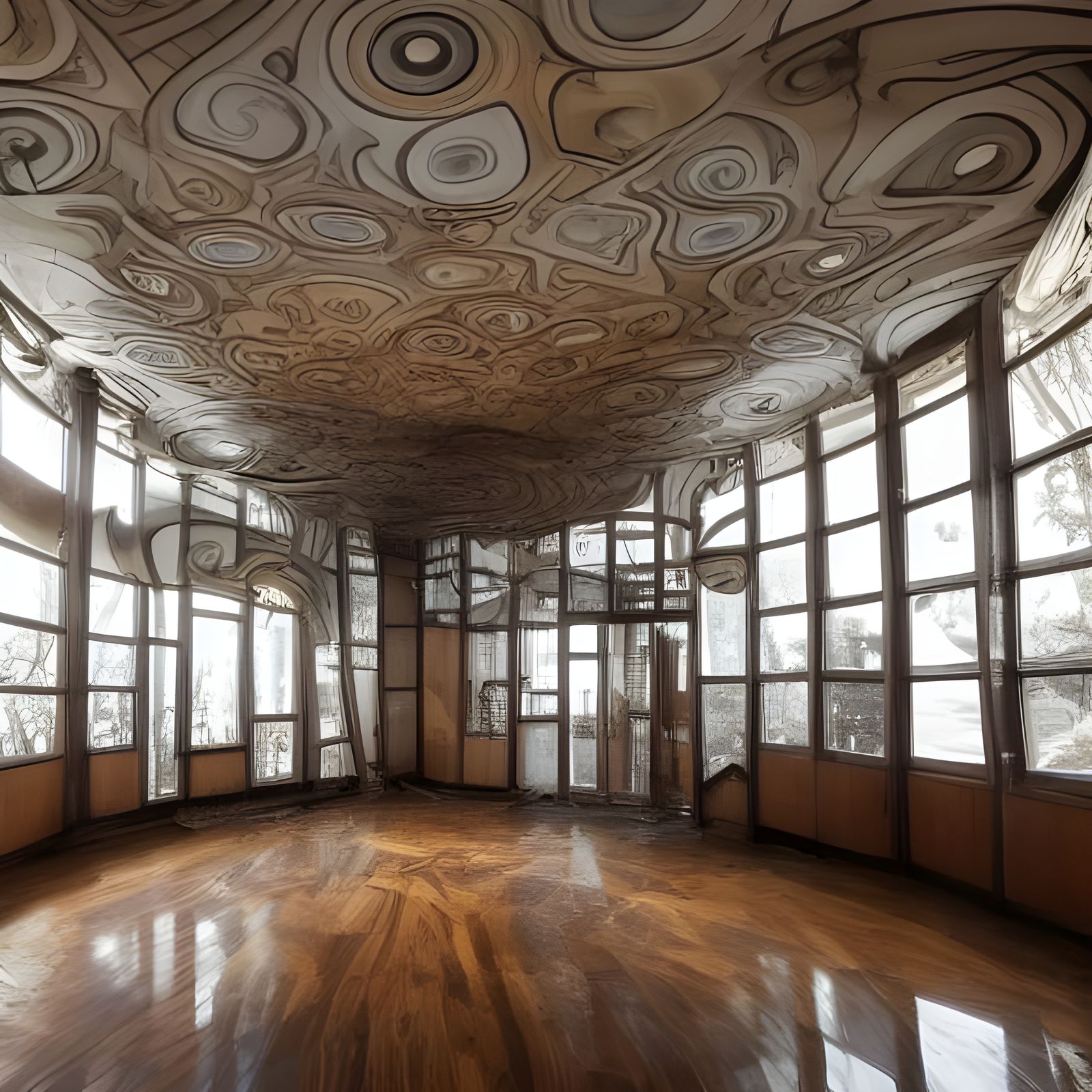 Weird Shop Interior with Optical Illusions and Fractal Patte...