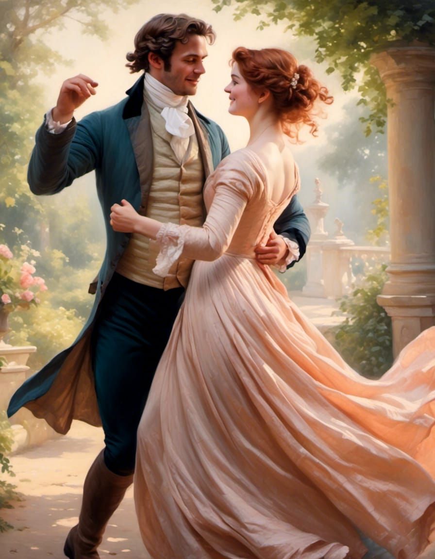 Regency Era Woman Dancing with Joy
