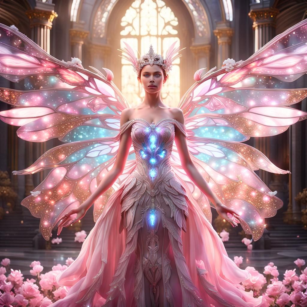 Fairy Guardian of Flowers with Crystal Wings