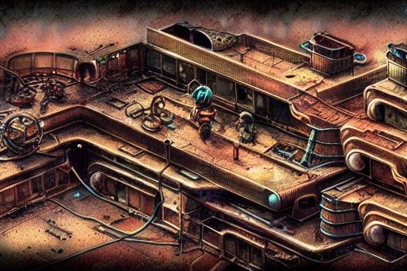 Eldritch Steampunk Post-Apocalyptic Scene in Hyperrealism