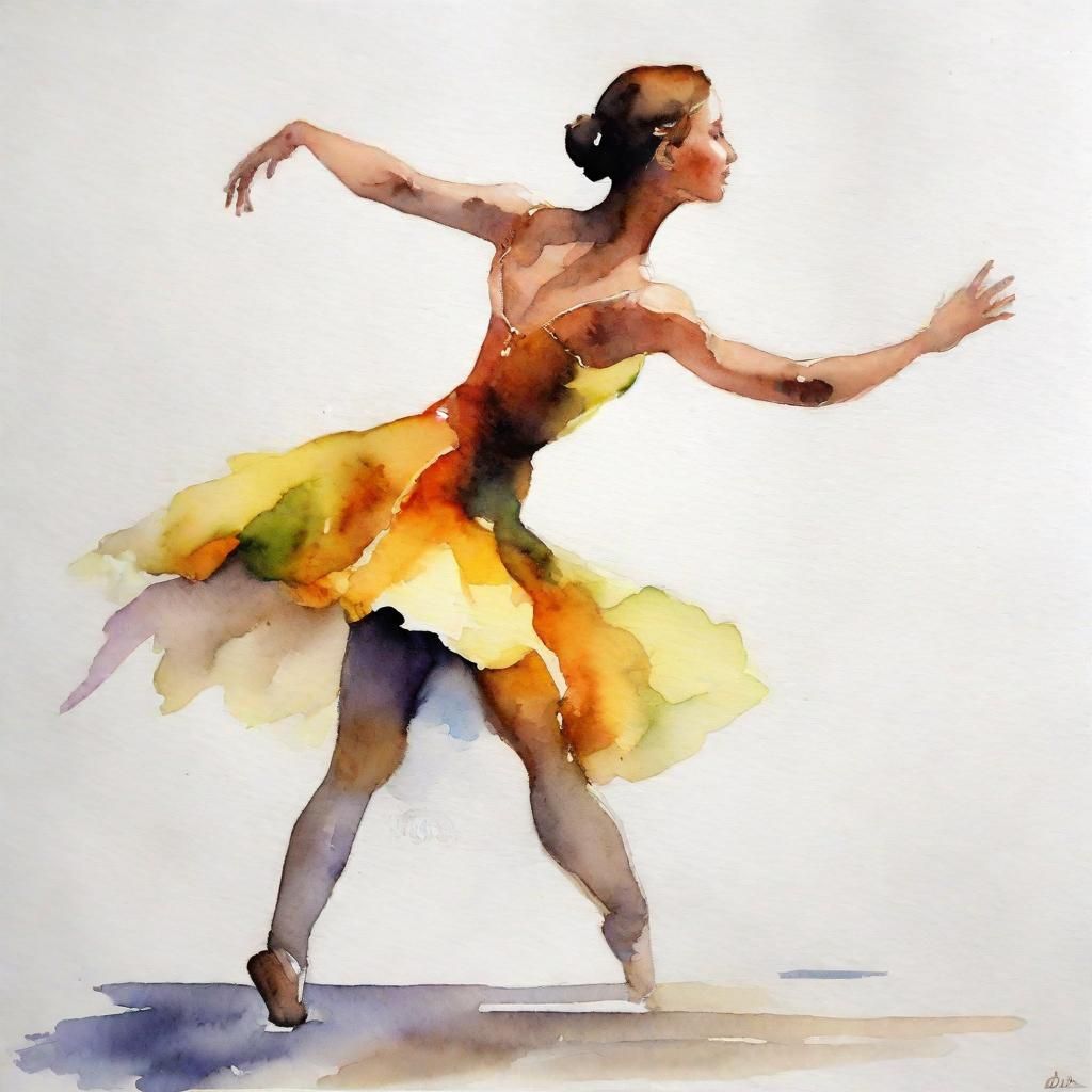 Watercolor Dancer in Wet-on-Wet Technique