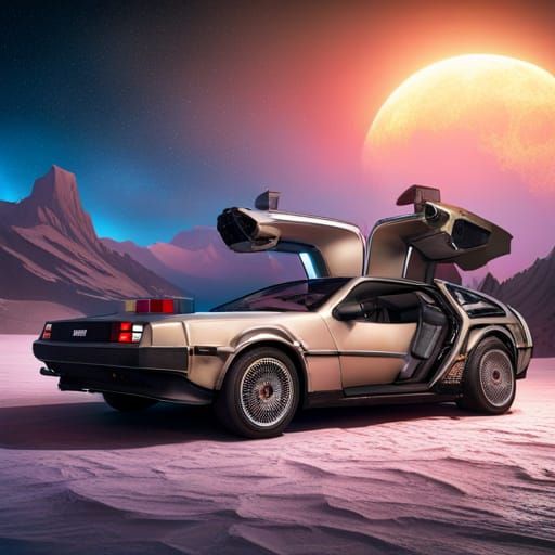 DeLorean in Detailed Matte Painting
