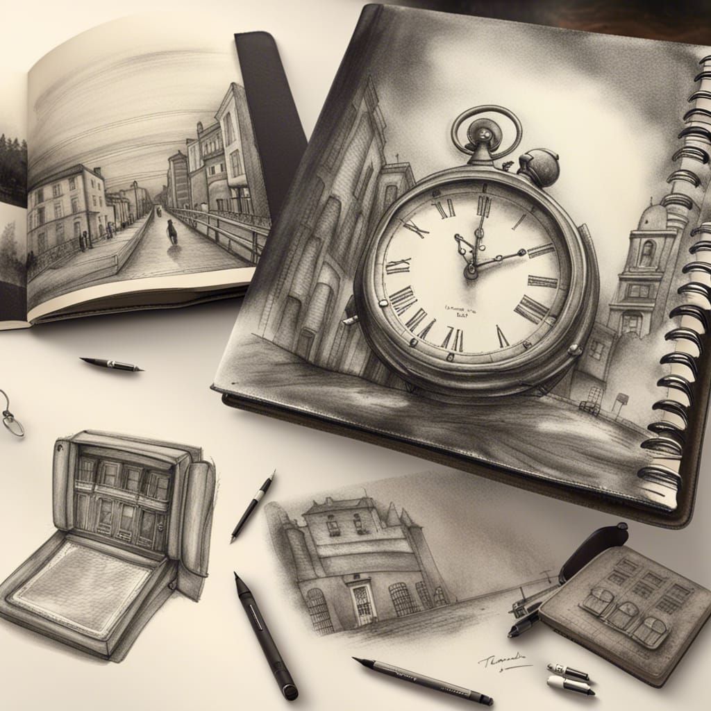 Time Traveler's Sketchbook: Charcoal Drawings Through Time