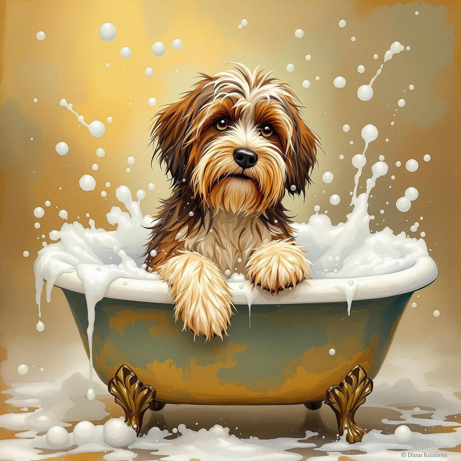 Playful Havanese Pup's Bath Time Mischief