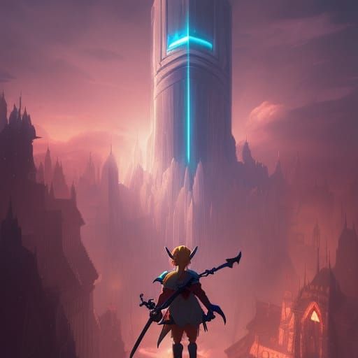 Zelda Ghibli Fusion in Dark Fantasy Style
