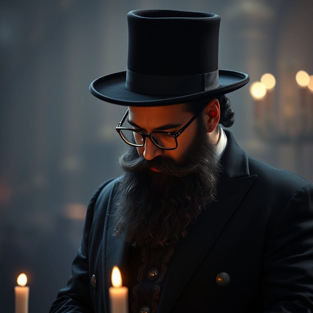 A Devout Hasidic Man in Contemplation