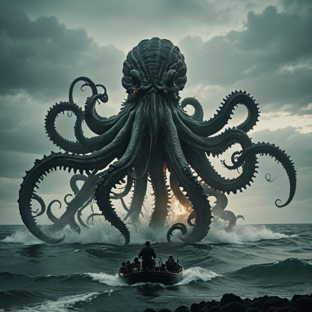 Dramatic Kraken in Cinematic Film Still