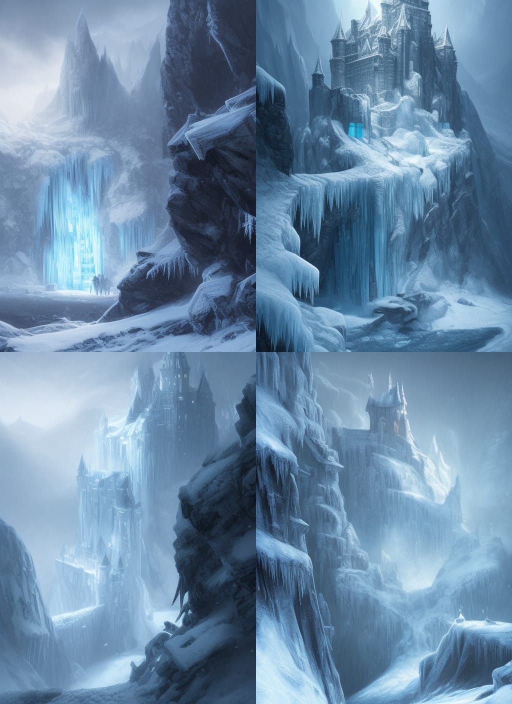 Frozen Castle on Cliff: Dark Fantasy Concept Art