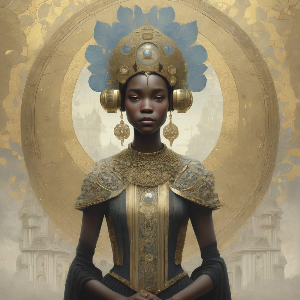 Nilotic Princess in Opulent Futurism Style