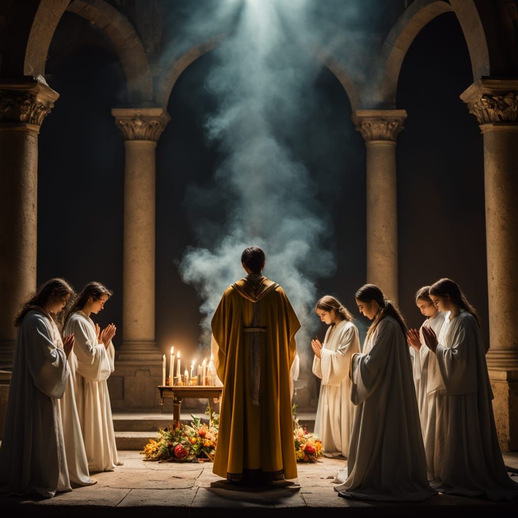 Spanish Angels Pray at Golden Altar in Valley of Gun