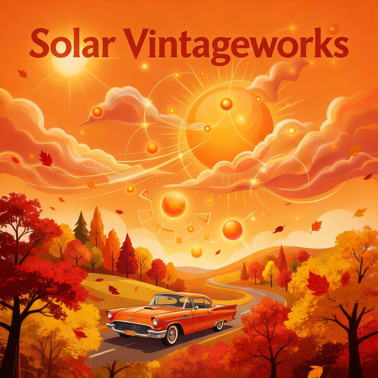 Retro Futurism Orange Landscape