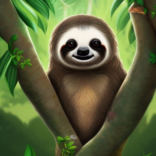 Enchanting Sloth Portrait in Jungle Setting
