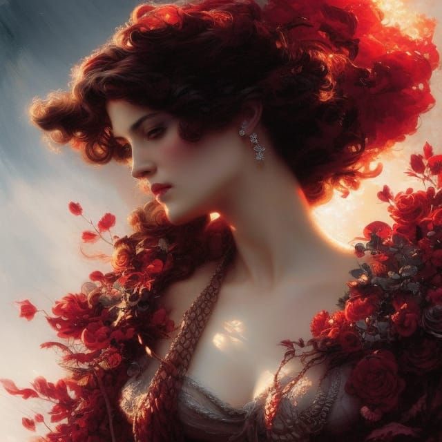 Dramatic Portrait of a Woman in Digital Art Style