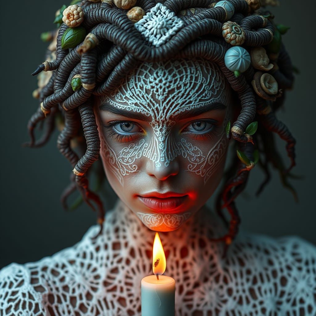 Lace Portrait in Embossed 3D Photography