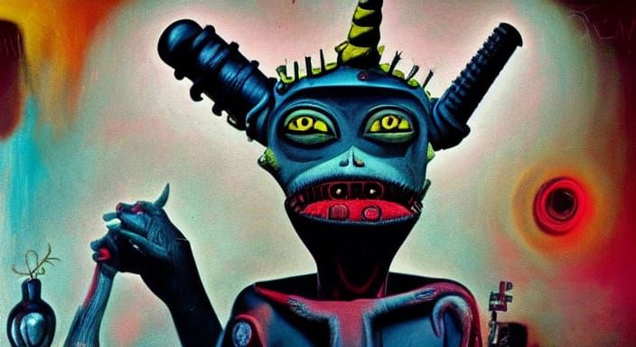 Surreal Unicorn Dissection Mural Inspired by Basquiat