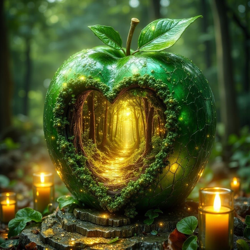 Enchanted Forest Portal Apple in Golden Light
