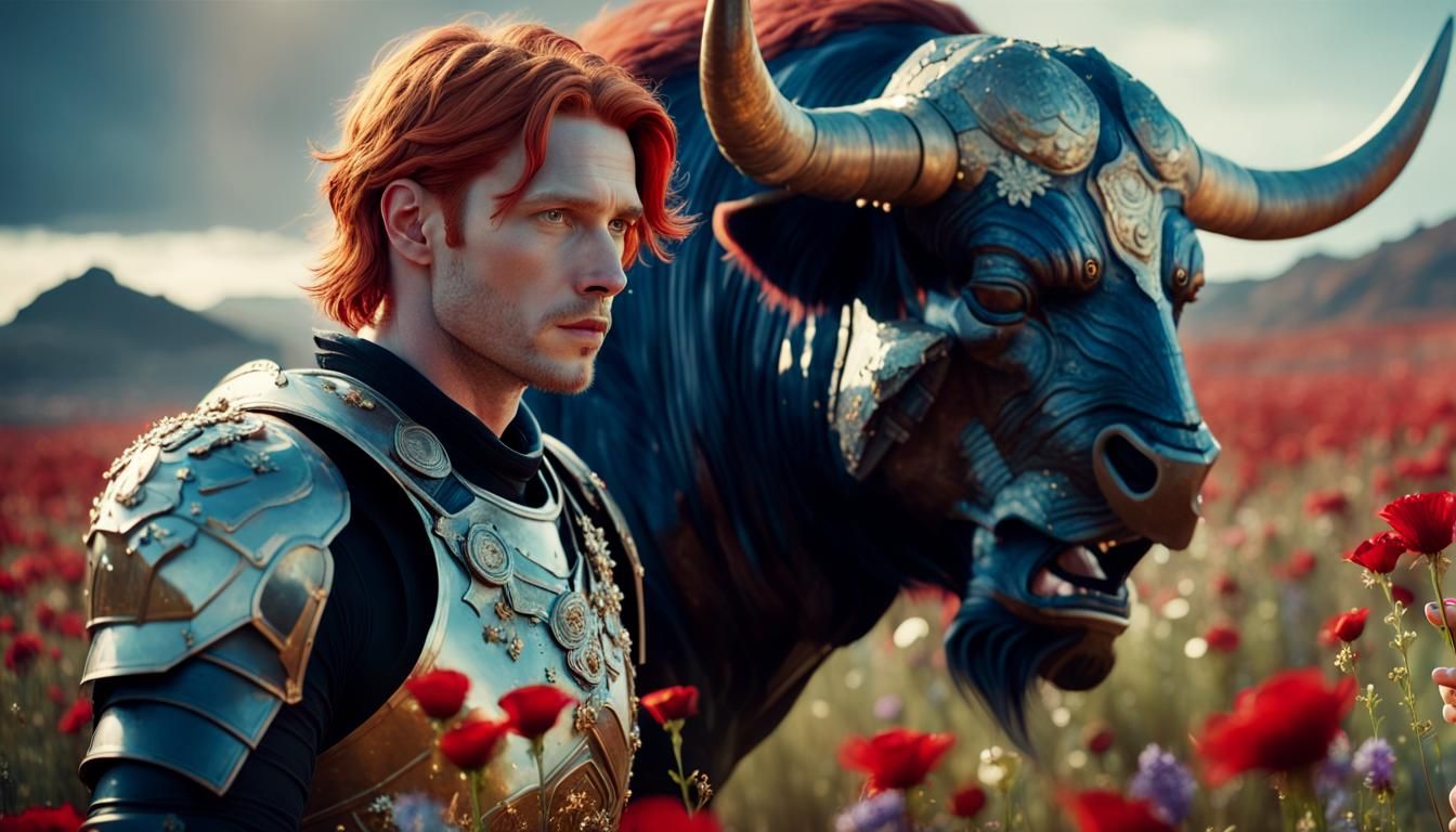 God Mars: Earth Warrior with Bull, Cinematic Film Still
