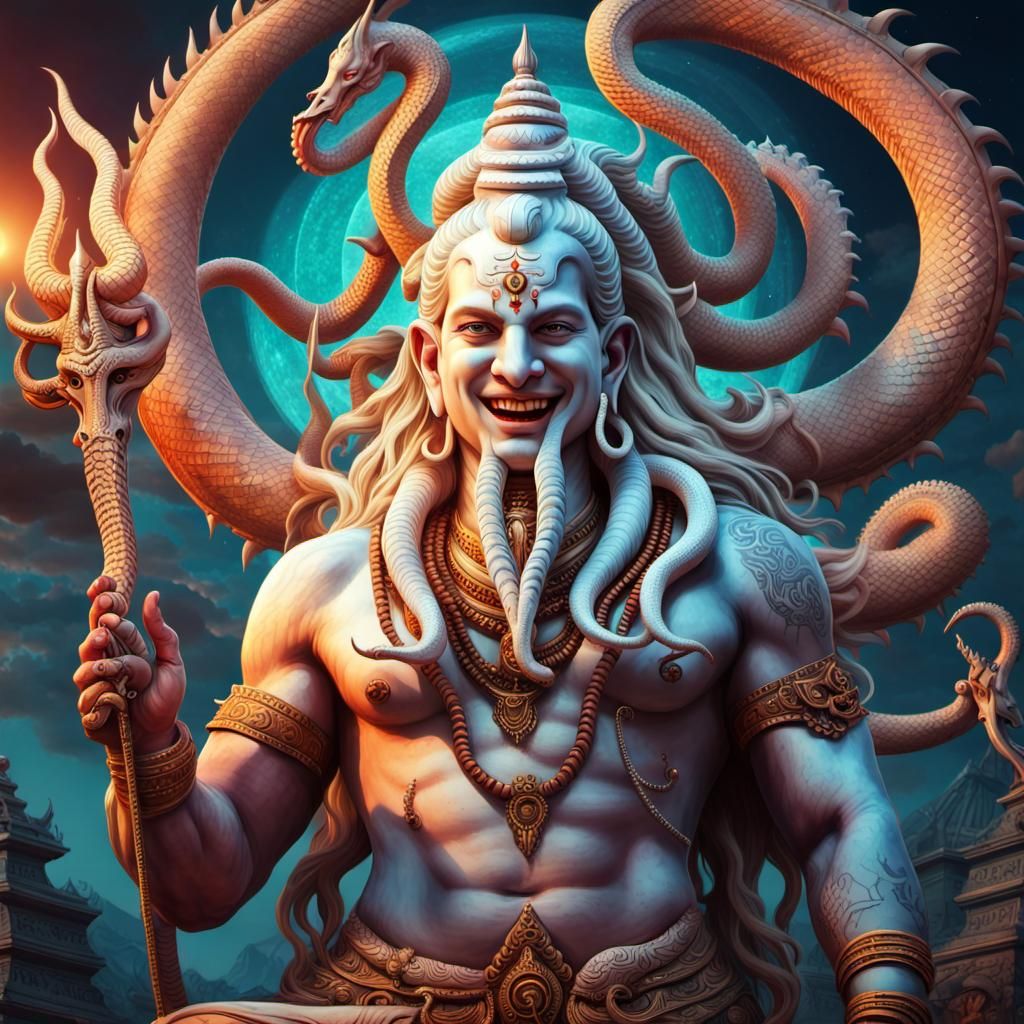 Albino Nephilim God Shiva Warrior in Fantasy Art