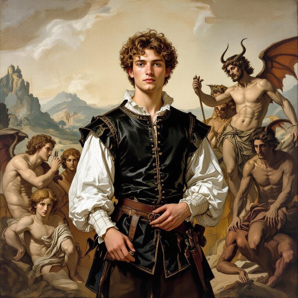 Renaissance Man Surrounded by Gods and Demons