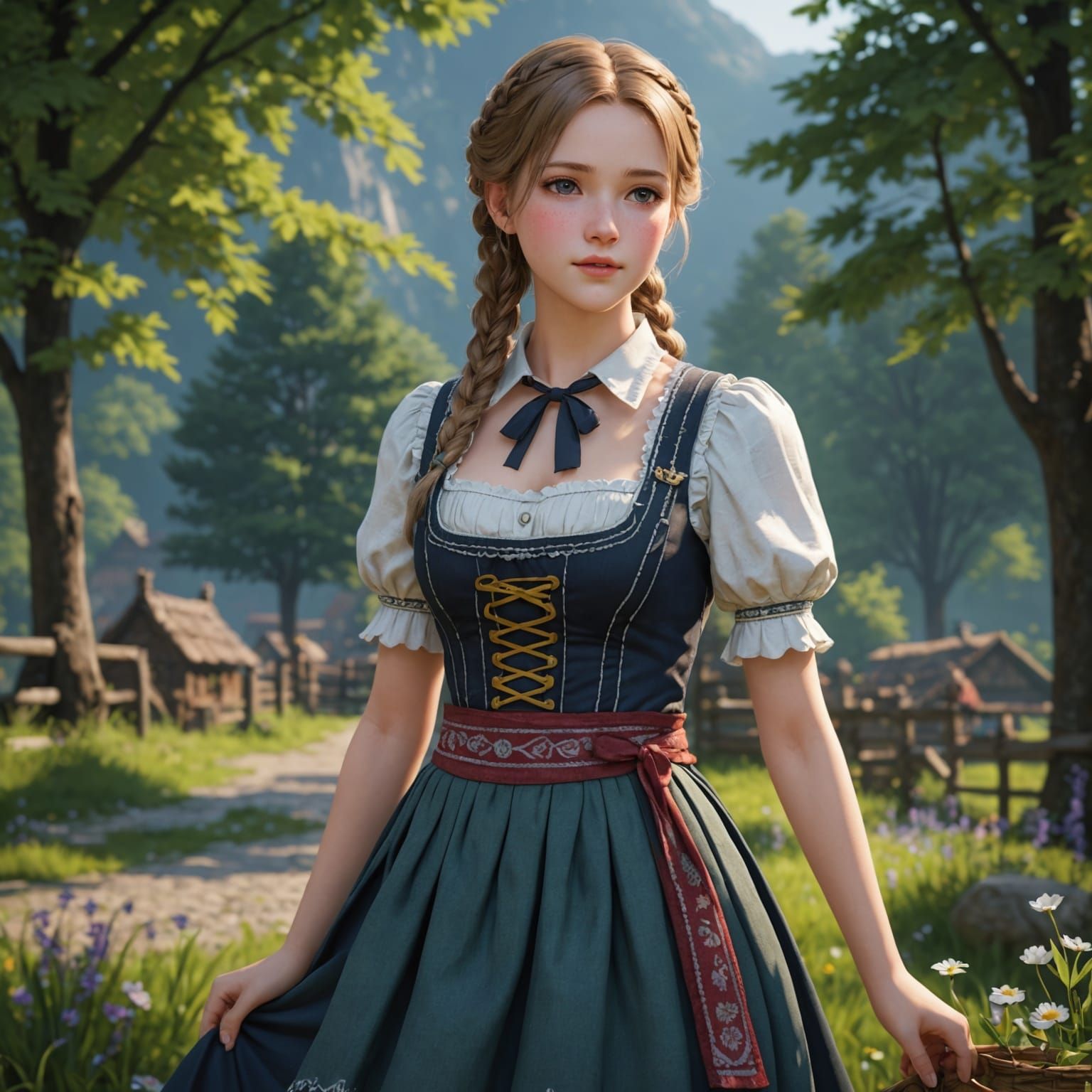 Anime Girl in Dirndl Inspired by WLOP, 8K
