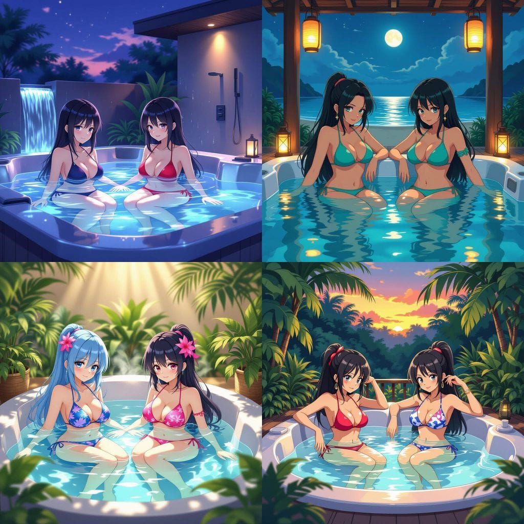 Nami and Nico Robin Relax in Hot Tub and Shower