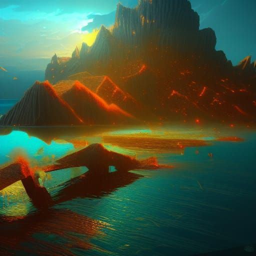 Monkeys Digging Cheese in Lake Michigan: Fantasy Concept Art