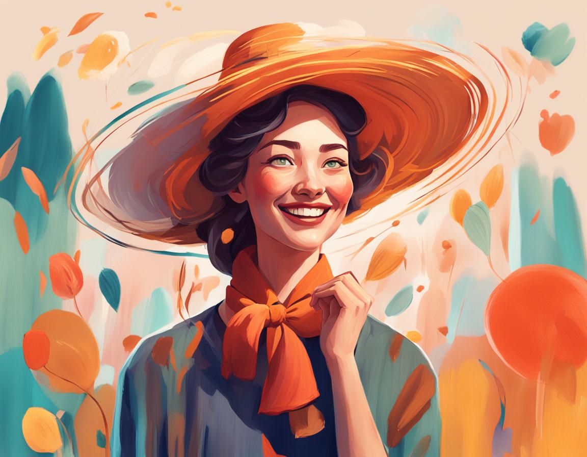 Playful 3D Portrait of a Cheerful Woman