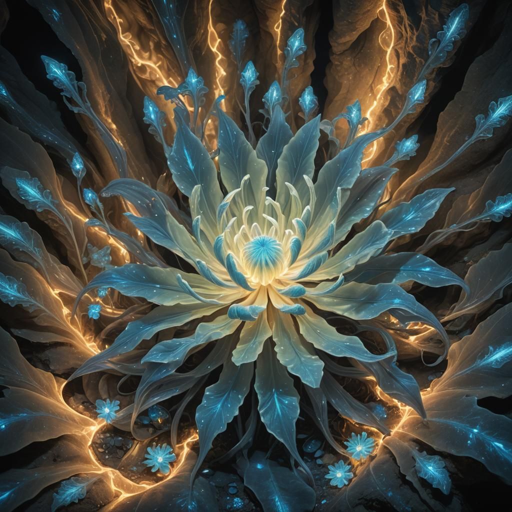 Bioluminescent Alien Flower in Surreal Digital Art