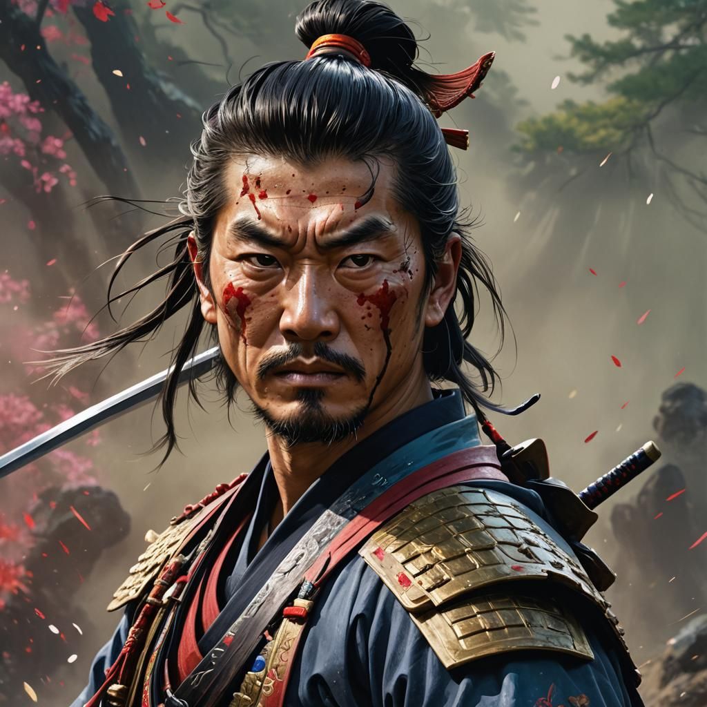 Xi Jinping as Samurai: Hyperrealistic Splash Art
