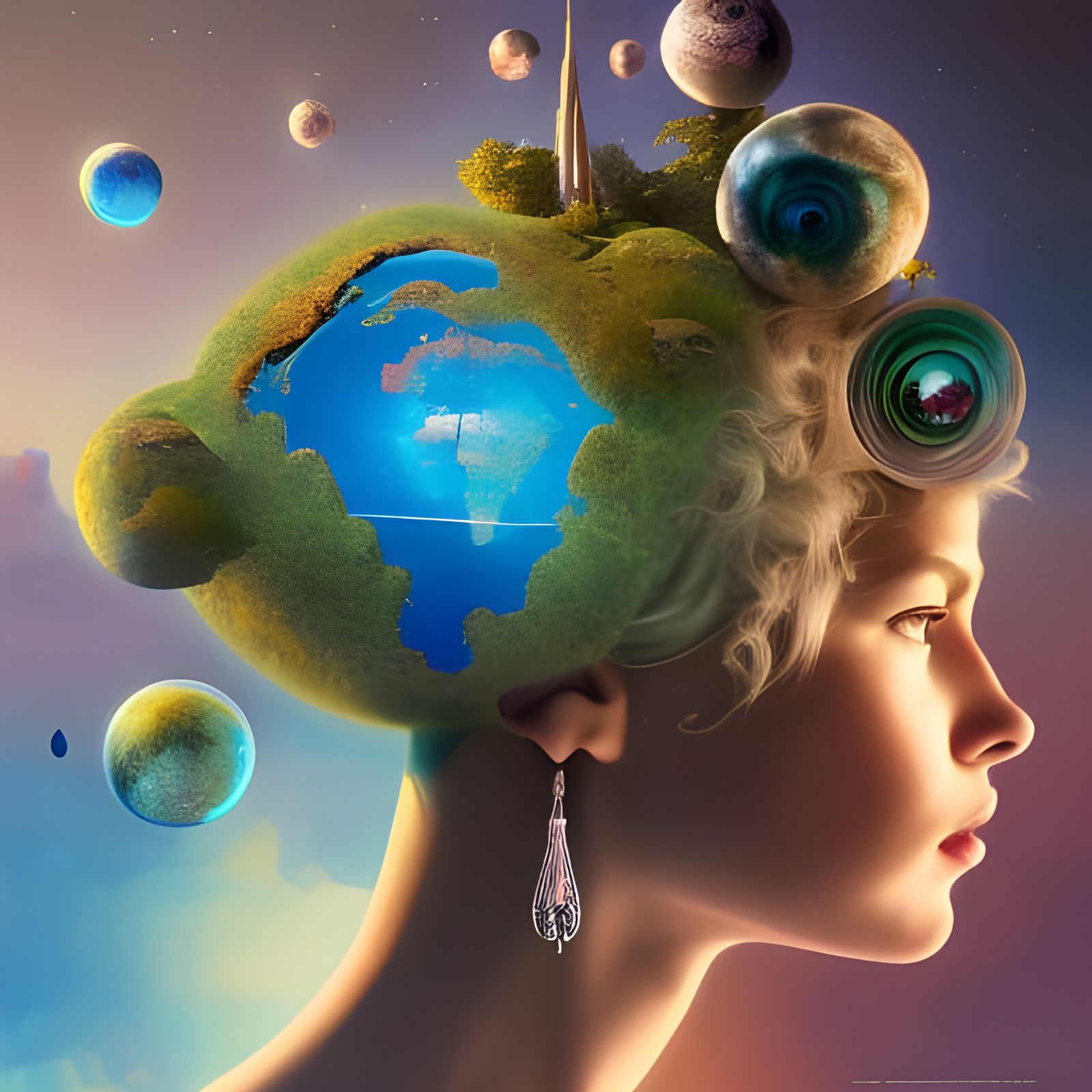Goddess of Planet Earth in Surreal Style