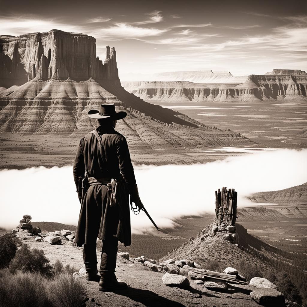 Lone Western Hero in Spectacular Scenery