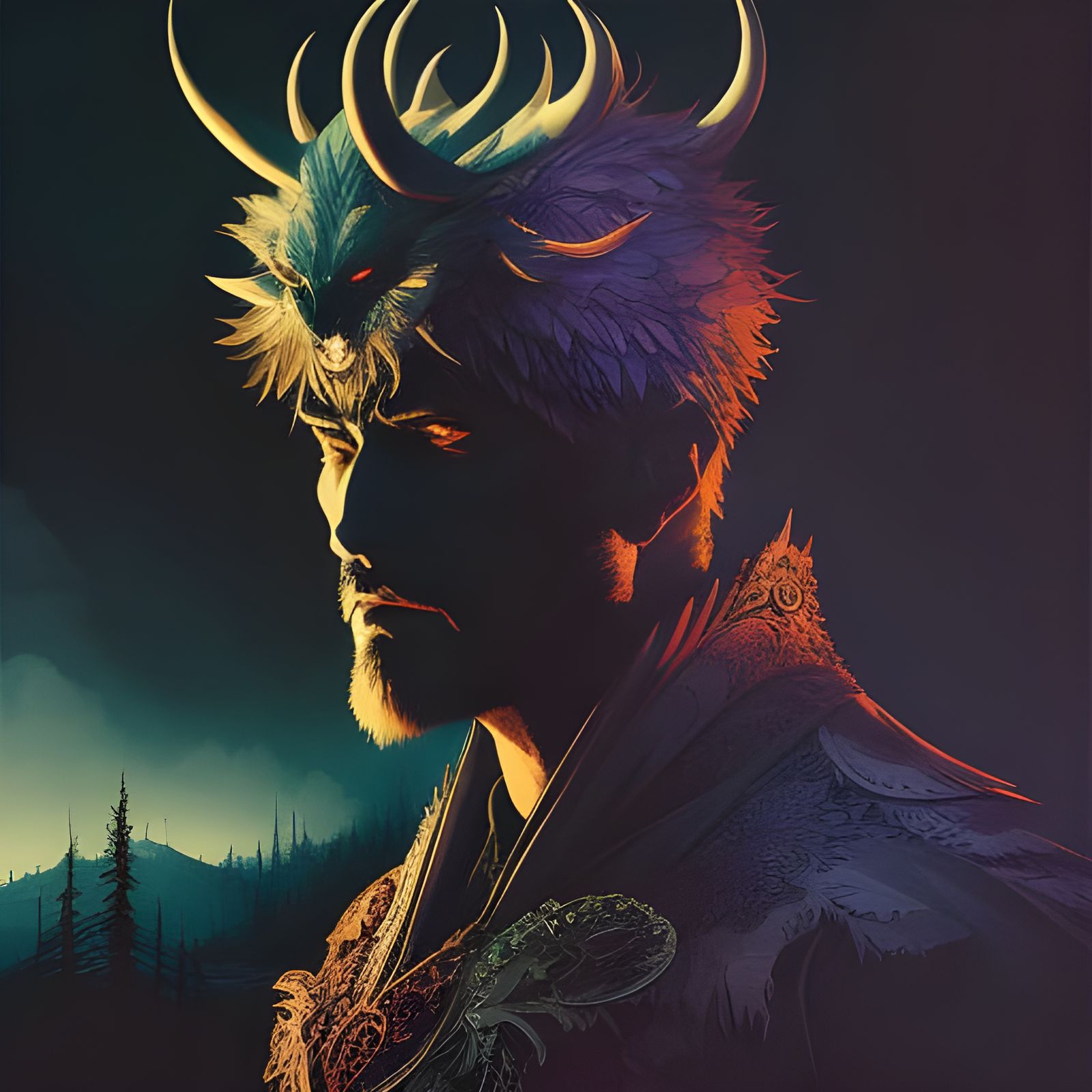 Demonic King in Surreal Fantasy Art Style