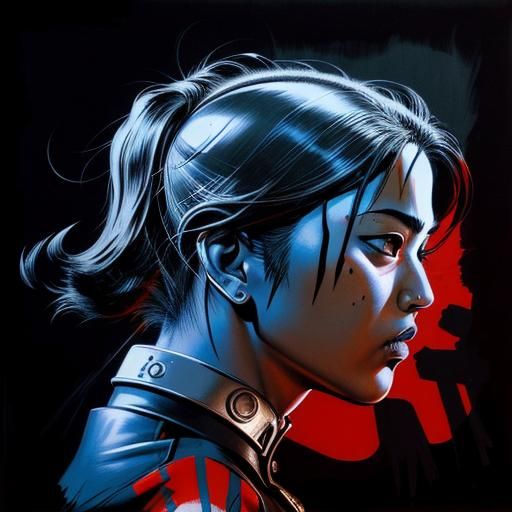 Female Soldier: Splash Art with Graffiti Style