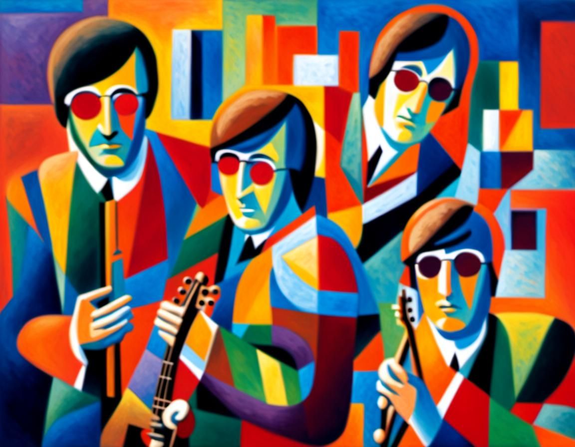 Minimalist style: Abstract art of a Rock and Roll band with ...