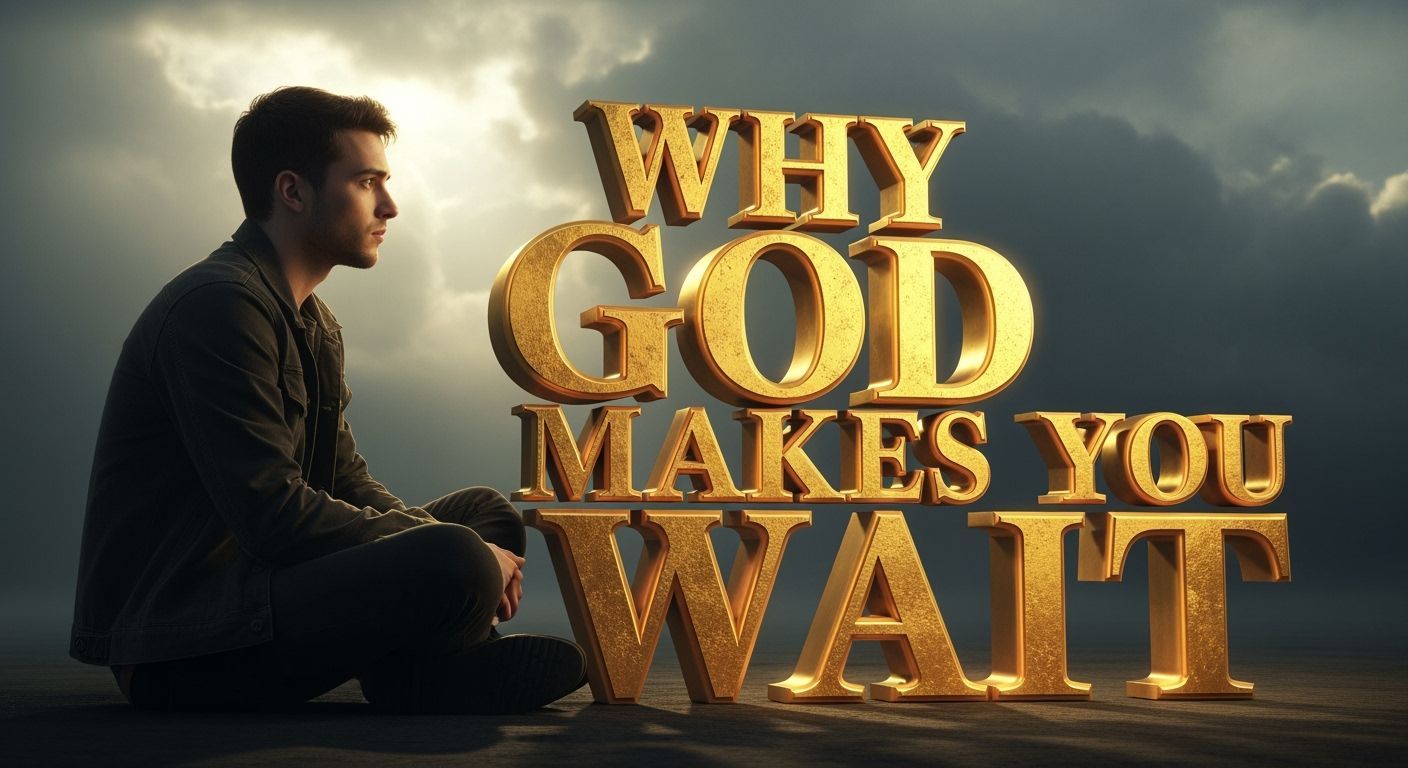 Pensive Man Gazing at Golden Lettering in Moody Sky