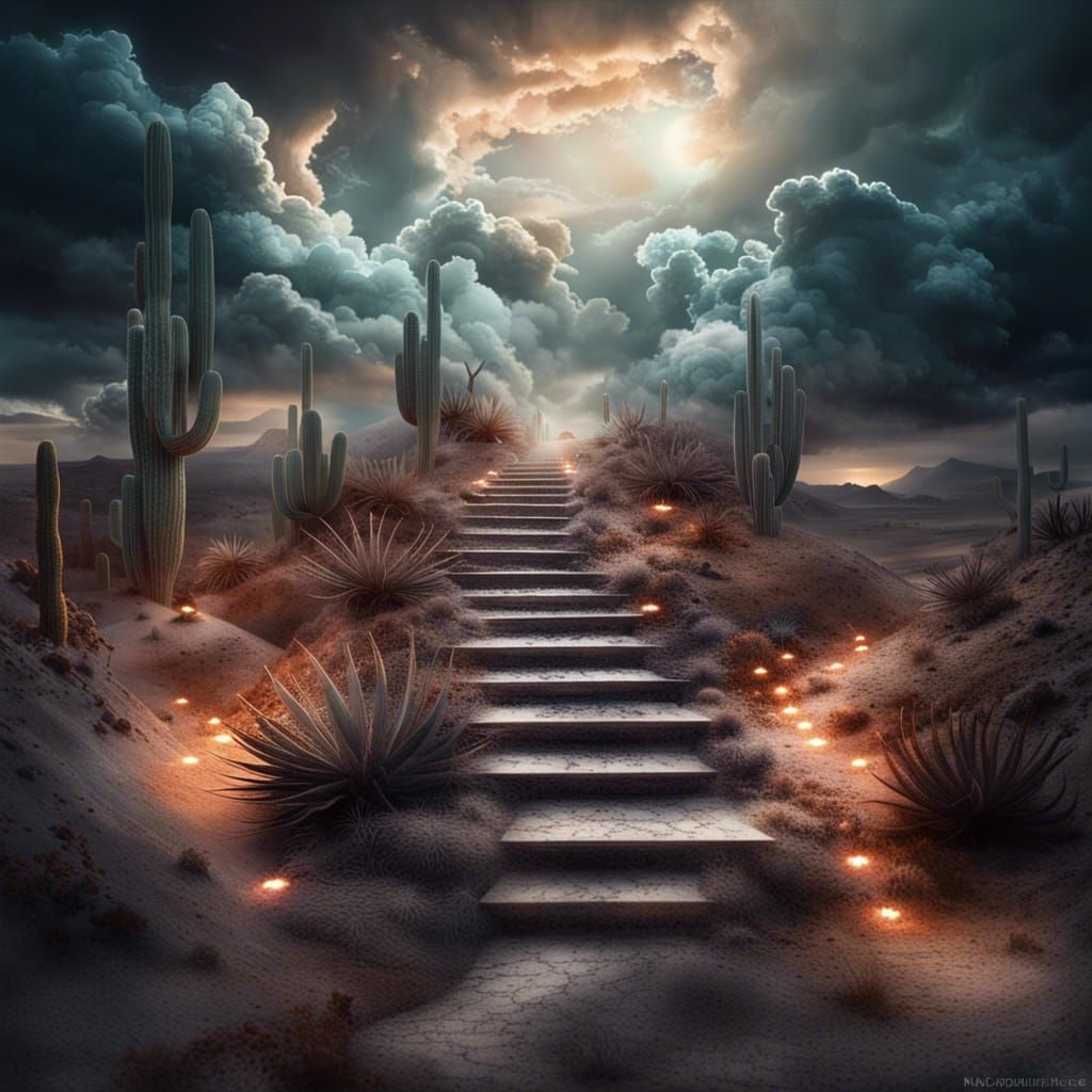 Cloud Stairway to Heaven in Hyperrealistic Style