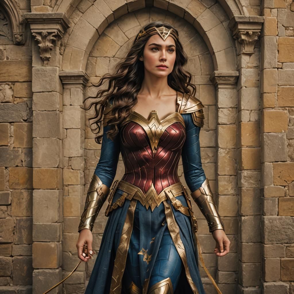 Wonder Woman in Elegant Renaissance Armor, a Masterpiece of...